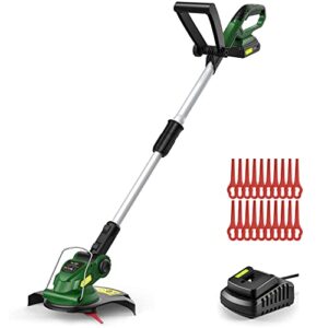 electric weed wacker - snapfresh 20v cordless weed eater w/ 2.0ah li-ion battery & fast charger, cordless lawn trimmer for multi-angle cutting, grass edger for garden & yard