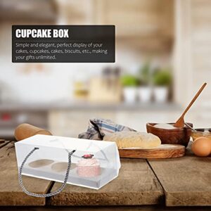 Cabilock Bakery 10PCS Cupcake Boxes Cupcake Carrier With Window Handle 3 Holes Cupcake Boxes Cupcake Containers for Cookies Muffins Treats and Cookies for Graduation Birthday Gifts Mini Cake Boxes