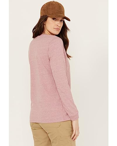 Carhartt Women's Loose Fit Heavyweight Long Logo Sleeve Graphic T-Shirt, Foxglove Snow Heather, Small