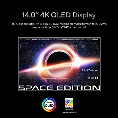 ASUS ZenBook 14X OLED Space Edition Laptop, 14” 4K 16:10 OLED Touch Display, Intel Core i9-12900H CPU, 32GB RAM, 1TB SSD, Windows 11 Pro, ZenVision Display, UX5401ZAS-XH99T