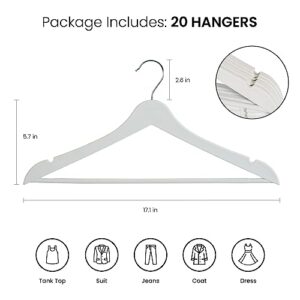 D'orcia Home Clothes Hanger - Heavy Duty Durable Coat and Clothes Hangers - 20 Pack Clothes Hangers Plastic - Non-Slip Clothes Hangers - Wood Look Space Saving Hangers - 360 Degree Swivel Hook (White)