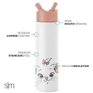 Simple Modern Disney Aristocats Water Bottle with Straw Lid Vacuum Insulated Stainless Steel Metal Thermos | Gifts Reusable Leak Proof Flask for Gym, Travel | Summit Collection | 22oz Aristocats