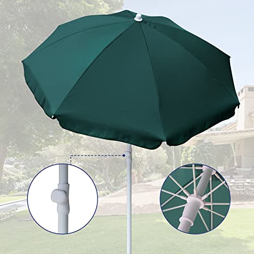 AMMSUN 6FT Portable Picnic Outdoor Canopy Sunshade Beach Umbrella with Tilt Function, Small Patio Umbrella - Portable Outdoor Sun Umbrella With UV50+ Protection,Beach Chair Umbrella 6' Green