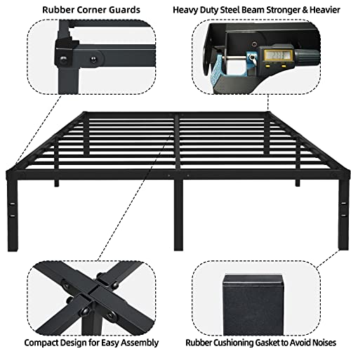 LUKIROYAL Full Size Bed Frame - Full Bed Frame 18 in-Bed Frame Full No Box Spring Needed with Safety Rounded Corners,Easy Assembly,Noiseless,Platform Bed Frame Storage Space Under