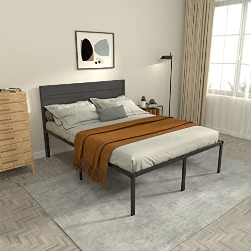 LUKIROYAL Full Size Bed Frame - Full Bed Frame 18 in-Bed Frame Full No Box Spring Needed with Safety Rounded Corners,Easy Assembly,Noiseless,Platform Bed Frame Storage Space Under