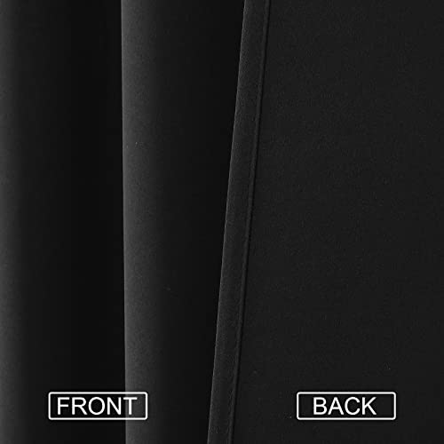 Estelar Textiler Black Blackout Curtains for Bedroom, Thermal Insulated Light Blocking Curtains 84 Inches Long, Back Tab and Rod Pocket Room Darkening Window Drapes for Living Room,52x84 Inch,2 Panels