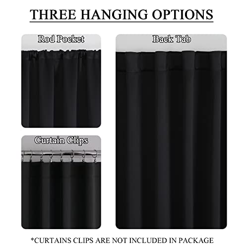 Estelar Textiler Black Blackout Curtains for Bedroom, Thermal Insulated Light Blocking Curtains 84 Inches Long, Back Tab and Rod Pocket Room Darkening Window Drapes for Living Room,52x84 Inch,2 Panels