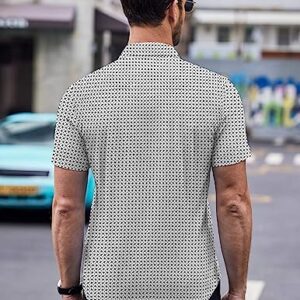 COOFANDY Men's Short Sleeve Slim Fit Dress Shirt Fitted Button Down Fashion Casual Business Polka Dot Printed Shirt