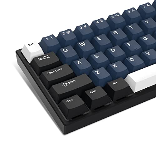 dagaladoo 131 Keys Double Shot Keycaps, Cherry Profile PBT Keycaps Full Set, XVX Custom Keyboard Keycaps for 60% 65% 75% 100% Cherry Gateron MX Switches Mechanical Keyboard, Dark Blue/Black/White