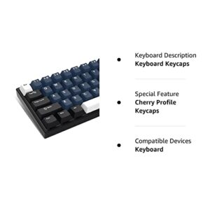 dagaladoo 131 Keys Double Shot Keycaps, Cherry Profile PBT Keycaps Full Set, XVX Custom Keyboard Keycaps for 60% 65% 75% 100% Cherry Gateron MX Switches Mechanical Keyboard, Dark Blue/Black/White