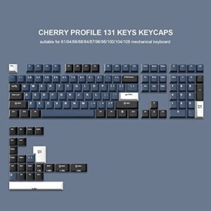 dagaladoo 131 Keys Double Shot Keycaps, Cherry Profile PBT Keycaps Full Set, XVX Custom Keyboard Keycaps for 60% 65% 75% 100% Cherry Gateron MX Switches Mechanical Keyboard, Dark Blue/Black/White