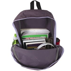 19 Inch School Backpacks with Mesh Side Pockets – Basic Large Solid Color Backpacks for Kids, Men, Women, Travel (Purple/Lilac)
