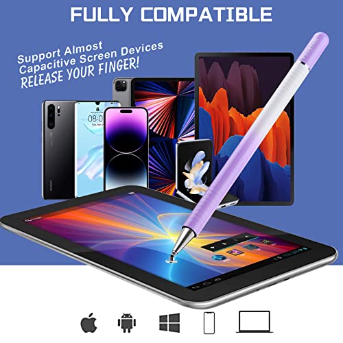 Stylus Pen for Touch Screens, Penyeah 3 in 1 Magnetic Disc/Rubber/Hard Mesh Tip Stylus,Universal High Precison Touch Screen Pen Stylist for All Capacitive Touch Screens-Dream Purple