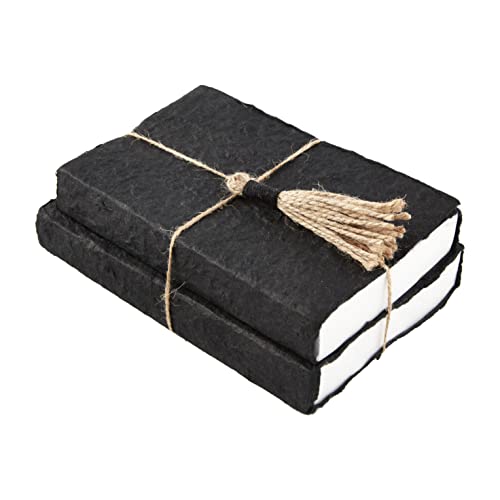 Mud Pie Black Grey Covered Book Stack, 6" x 8 1/4"