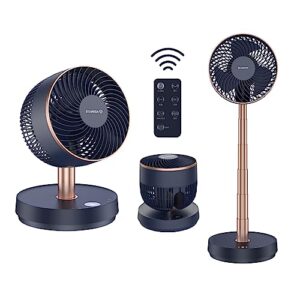 airmate pedestal fan oscillating, foldable 22 inch table fans, standing fan for cooling bedroom quiet with remote, 8 speeds air circulation fan for home, dorm, bathroom, blue