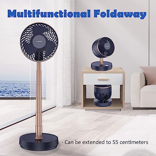 AIRMATE Pedestal Fan Oscillating, Foldable 22 Inch Table Fans, Standing Fan for Cooling Bedroom Quiet with Remote, 8 Speeds Air Circulation Fan for Home, Dorm, Bathroom, Blue