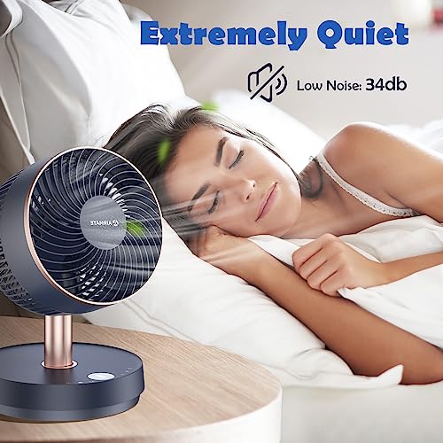 AIRMATE Pedestal Fan Oscillating, Foldable 22 Inch Table Fans, Standing Fan for Cooling Bedroom Quiet with Remote, 8 Speeds Air Circulation Fan for Home, Dorm, Bathroom, Blue