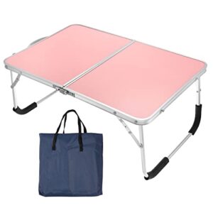 patikil foldable laptop table, portable lap desk picnic bed tray tables snacks reading working desks with tote bag for bed sofa, pink