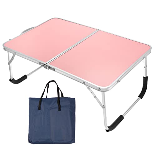 PATIKIL Foldable Laptop Table, Portable Lap Desk Picnic Bed Tray Tables Snacks Reading Working Desks with Tote Bag for Bed Sofa, Pink