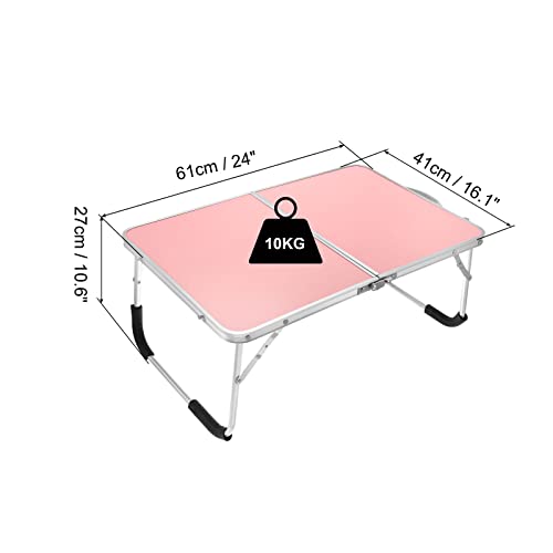 PATIKIL Foldable Laptop Table, Portable Lap Desk Picnic Bed Tray Tables Snacks Reading Working Desks with Tote Bag for Bed Sofa, Pink