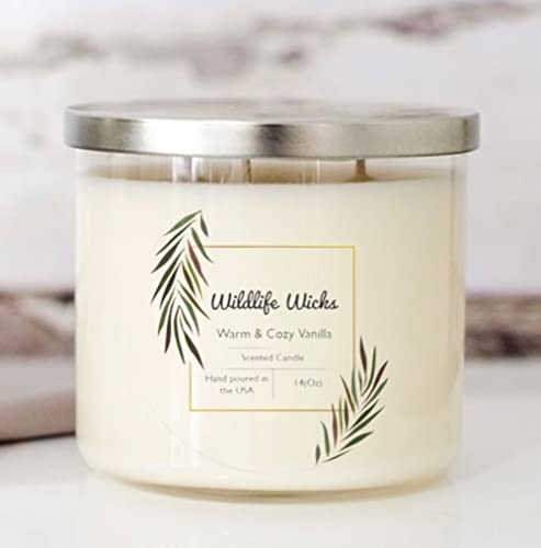 Warm and Cozy Candle | Vanilla, Cinnamon, and Cashmere, Winter Scented Soy Candles for Home | 14oz Clear Jar, 40+ Hour Burn Time, Made in the USA