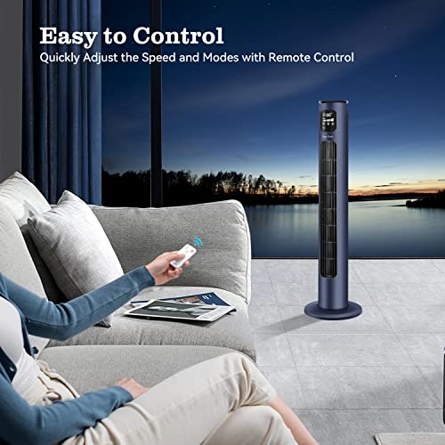 Taylor Swoden Tower Fan with Remote, Oscillating Quiet Standing Bladeless Fans, 40” Portable Powerful Floor Fan Cooling for Home, Bedroom, Living Room, Office, 3 Modes 3 Speed Setting 24H Timer