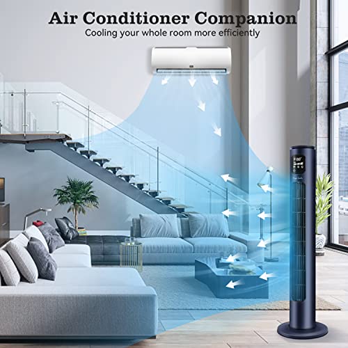 Taylor Swoden Tower Fan with Remote, Oscillating Quiet Standing Bladeless Fans, 40” Portable Powerful Floor Fan Cooling for Home, Bedroom, Living Room, Office, 3 Modes 3 Speed Setting 24H Timer