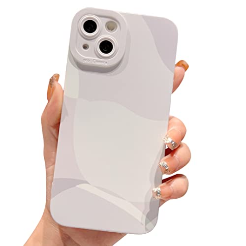 YKCZL Compatible with iPhone 13 Mini Case 5.4 Inch, Cute Painted Art Full Camera Lens Protective Slim Soft Shockproof Phone Case for Women Girl-White