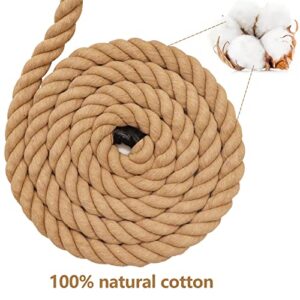 SINYLOO Twisted Brown Cotton Rope 1.25 Inch x 25 Foot - Thick Nautical Rope for Crafts, Swing, Hanging, Decoration, Tug of War