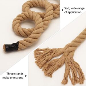 SINYLOO Twisted Brown Cotton Rope 1.25 Inch x 25 Foot - Thick Nautical Rope for Crafts, Swing, Hanging, Decoration, Tug of War