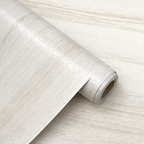 Yinhua 15.7"×394" Cream Wood Contact Paper Peel and Stick Wallpaper, Wood Grain Contact Paper for Cabinets Countertops Shelves Walls, Self Adhesive Wall Paper Sticker Pull and Stick Waterproof