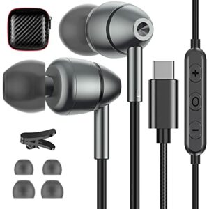usb c headphones with mic for samsung tab s9 google pixel 7 pro 6a 6, usb type c earbuds wired noise canceling in-ear earphones for galaxy z flip 5 4 3 s23 s22 s21 oneplus 11 10 9 8 ipad pro air mini