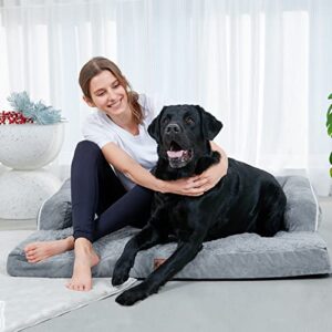 Casa Paw Orthopedic Dog Beds for Large Dogs, Waterproof Dog Beds Large, Memory Foam Dog Couch Bed, Comfy Bolster Pet Bed with Removable Washable Cover, Nonskid Bottom (Large, Grey)