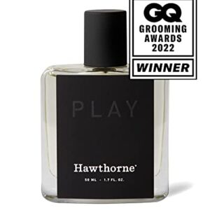 Hawthorne Warm and Aromatic Play Cologne. Winner of GQ's 2022 Best New Fragrance. A Modern Men's Woody Scent. Lavender, Bergamot, Tonka, and Cedar Notes. 1.7 Fl Oz.