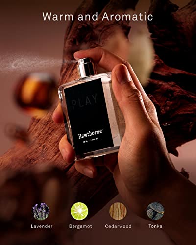 Hawthorne Warm and Aromatic Play Cologne. Winner of GQ's 2022 Best New Fragrance. A Modern Men's Woody Scent. Lavender, Bergamot, Tonka, and Cedar Notes. 1.7 Fl Oz.