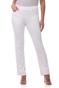rekucci women's secret figure premium denim straight leg pull-on jean (10 short, white)