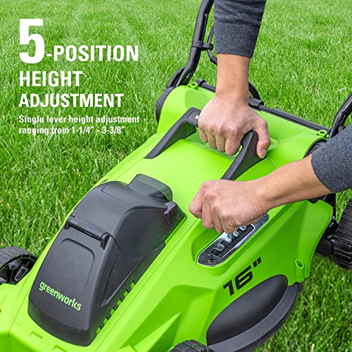 Greenworks 40V 16" TruBrushless™ Cordless Lawn Mower (Push Button Start / Up To 45 Minutes Runtime), 4.0Ah Battery and Charger Included