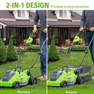 Greenworks 40V 16" TruBrushless™ Cordless Lawn Mower (Push Button Start / Up To 45 Minutes Runtime), 4.0Ah Battery and Charger Included