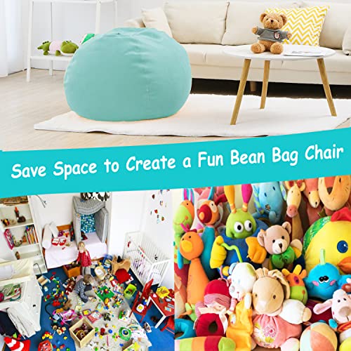 Stuffed Animal Storage Bean Bag Chair Cover for Kids Girls Toddler, Extra Large Toy Storage Organizer Beanbag Chair Without Filling for Boys Children Room, Ice Blue 38"