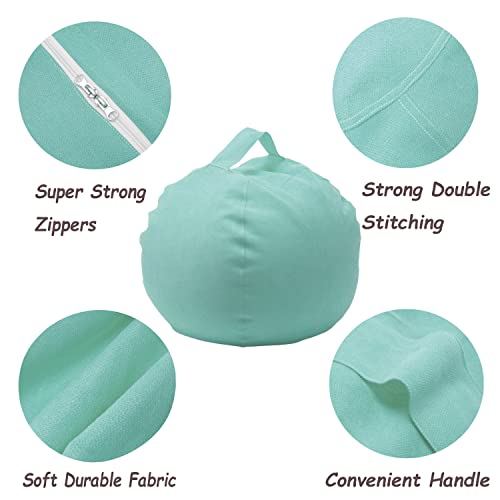 Stuffed Animal Storage Bean Bag Chair Cover for Kids Girls Toddler, Extra Large Toy Storage Organizer Beanbag Chair Without Filling for Boys Children Room, Ice Blue 38"