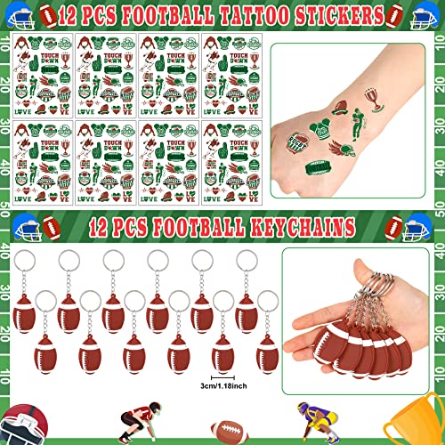 Football Party Favors 72 PCS Football theme Slap Bracelet Keychain Tattoo Stickers Plastic Straws Silicone Bracelet Gift Bags for Kids Sports Theme Birthday Party Gift Giving Classroom Rewards