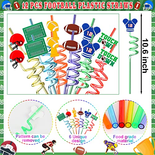 Football Party Favors 72 PCS Football theme Slap Bracelet Keychain Tattoo Stickers Plastic Straws Silicone Bracelet Gift Bags for Kids Sports Theme Birthday Party Gift Giving Classroom Rewards