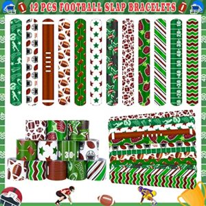 Football Party Favors 72 PCS Football theme Slap Bracelet Keychain Tattoo Stickers Plastic Straws Silicone Bracelet Gift Bags for Kids Sports Theme Birthday Party Gift Giving Classroom Rewards