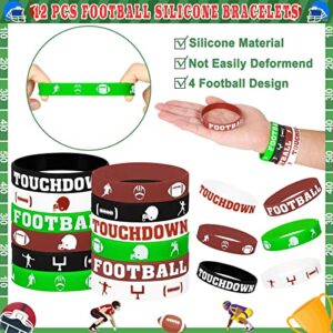 Football Party Favors 72 PCS Football theme Slap Bracelet Keychain Tattoo Stickers Plastic Straws Silicone Bracelet Gift Bags for Kids Sports Theme Birthday Party Gift Giving Classroom Rewards