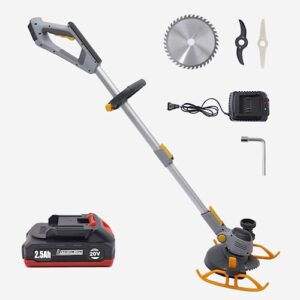 patiox weed wacker cordless, electric weed trimmer rechargeable 3 in 1, one 2.5 ah battery powered weed whacker cordless 20v grass edger trimmer with blade and charger (one battery)