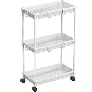 simplehouseware standard 3-tier slim rolling storage cart, white