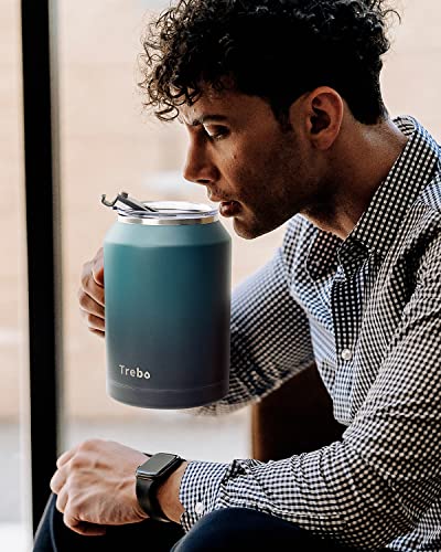 Trebo 50 oz Mug Tumbler with Handle, Stainless Steel Coffee Cup with 2 Lids and 2 Straws,Double Wall Vacuum Insulated Large Bottle,Reusable Flask Keeps Cold for 36 Hrs/Hot for 24 Hrs,Blue Indigo/Black