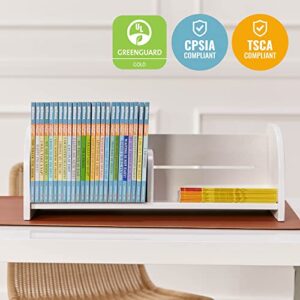 ECR4Kids Tabletop Book Display, Adjustable, Library Storage, White Wash