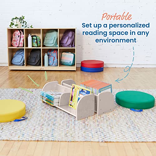 ECR4Kids Tabletop Book Display, Adjustable, Library Storage, White Wash