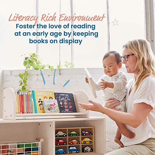 ECR4Kids Tabletop Book Display, Adjustable, Library Storage, White Wash